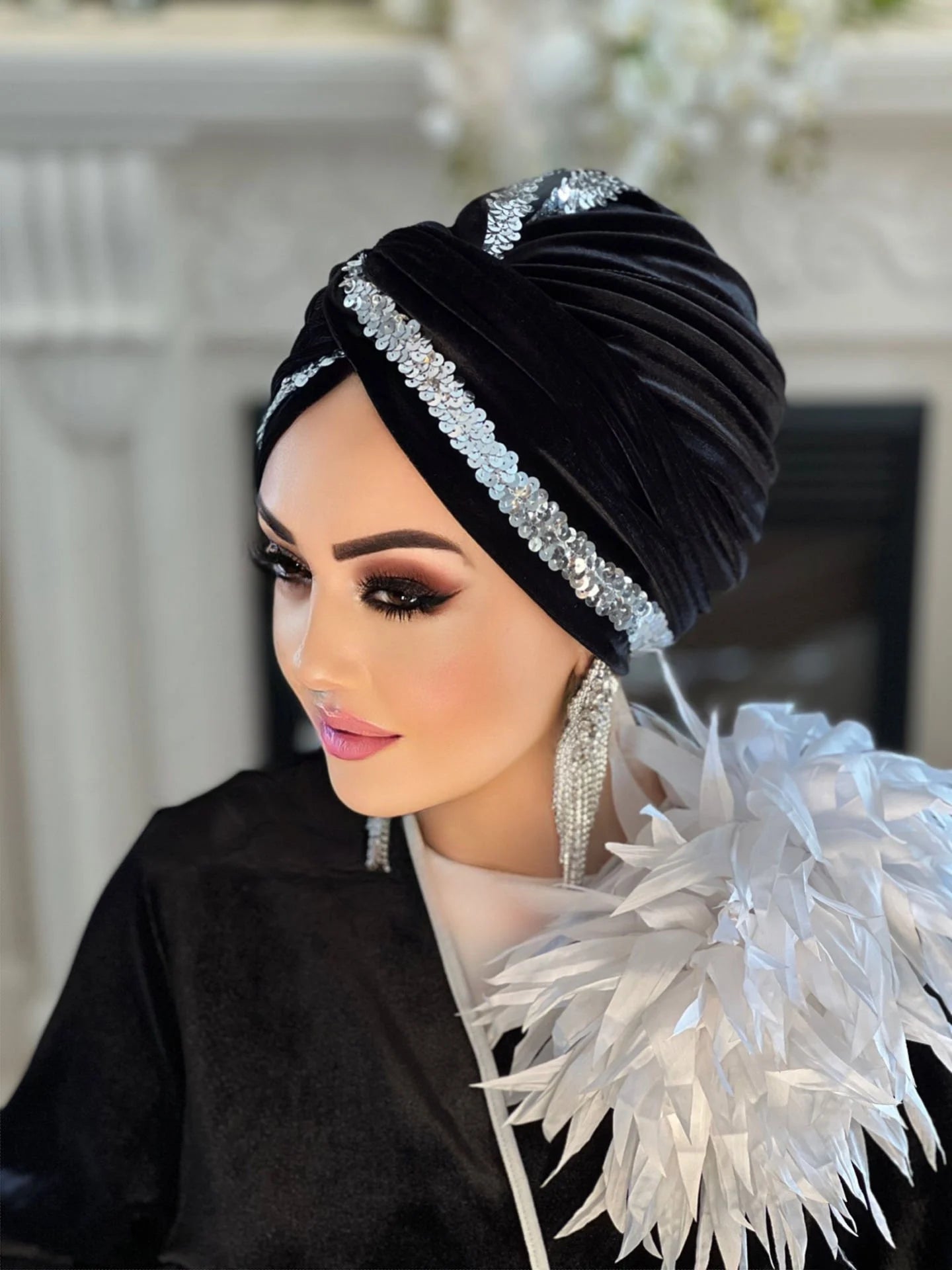 Velvet Silverline Turban