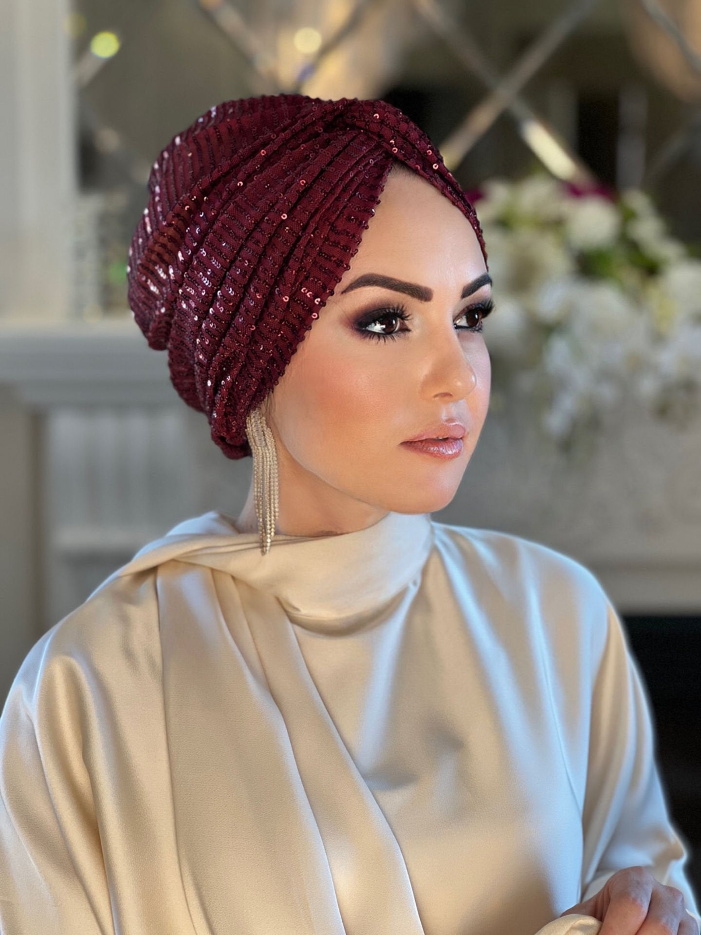 Turbante De Lentejuelas Cruzado