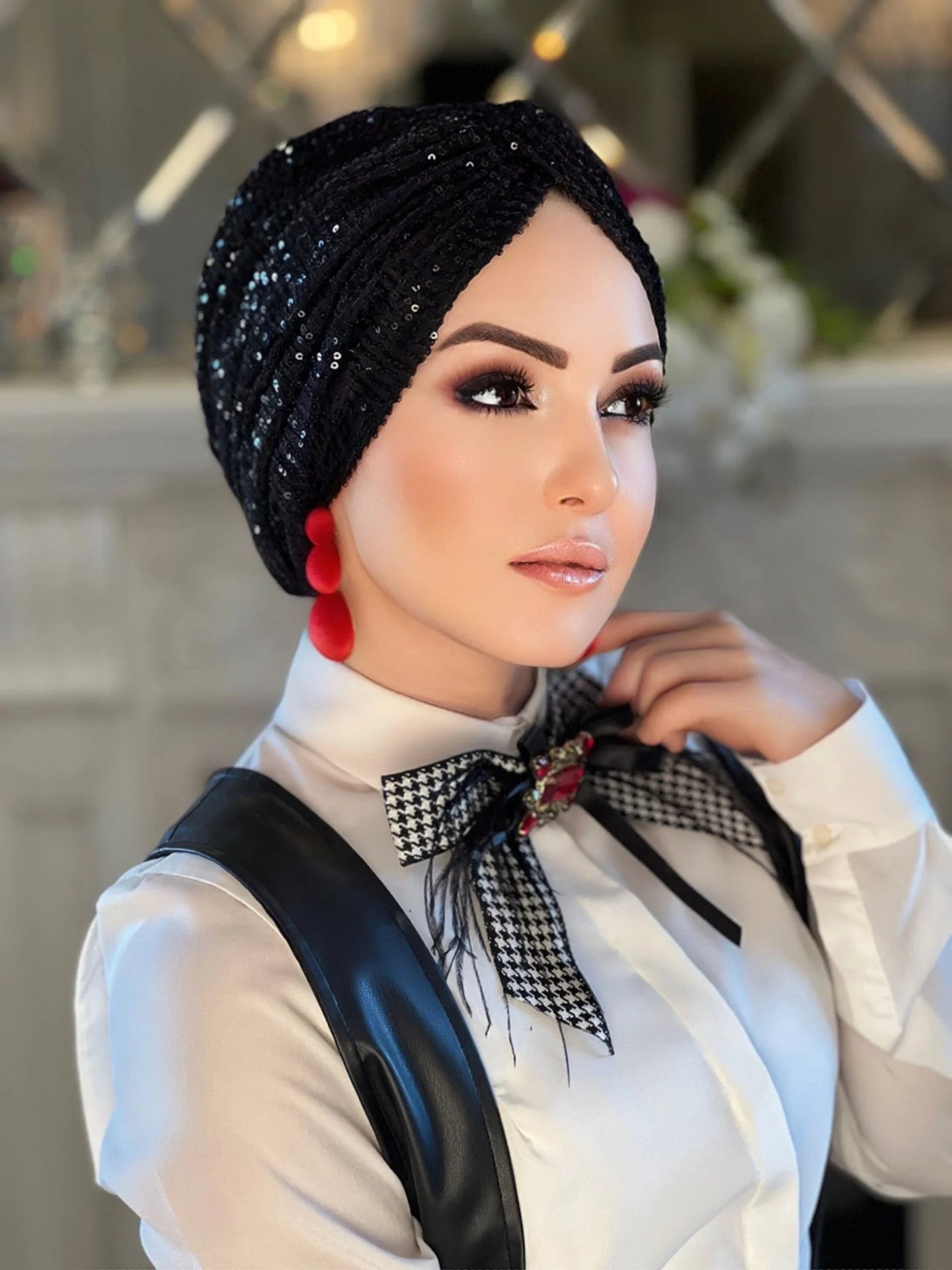 Crossfront Sequin Turban